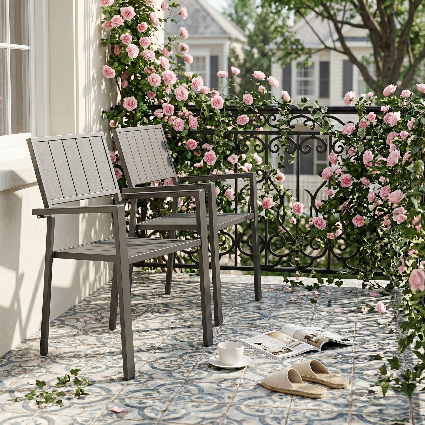 Modern Outdoor and Indoor Metal Chair Set of Two