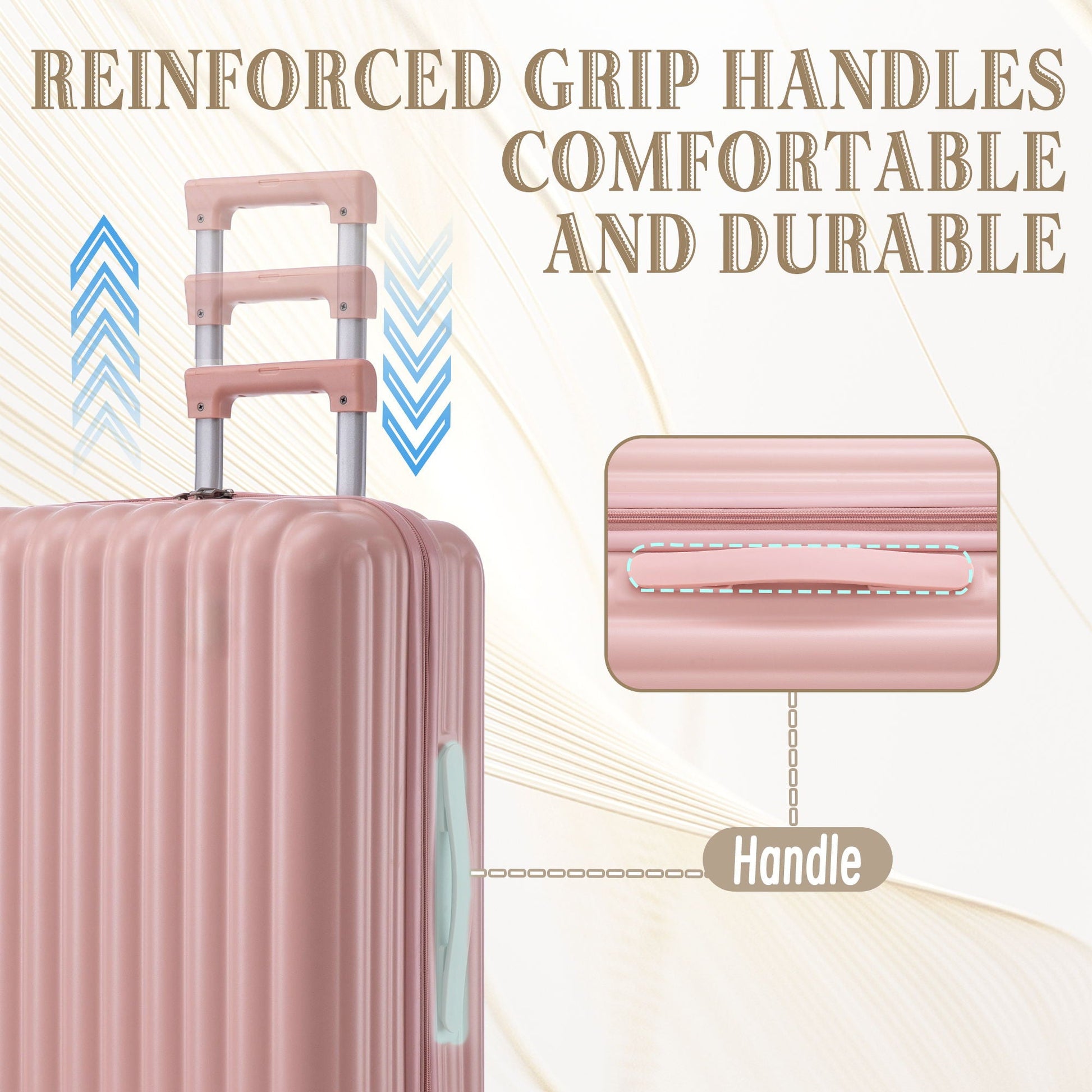 HouseOfZazla 20/24/28 inch spinner luggage set with ribbed shell and extendable handle on Tampa Home & Garden Store