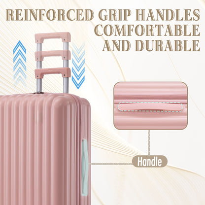 HouseOfZazla 20/24/28 inch spinner luggage set with ribbed shell and extendable handle on Tampa Home & Garden Store