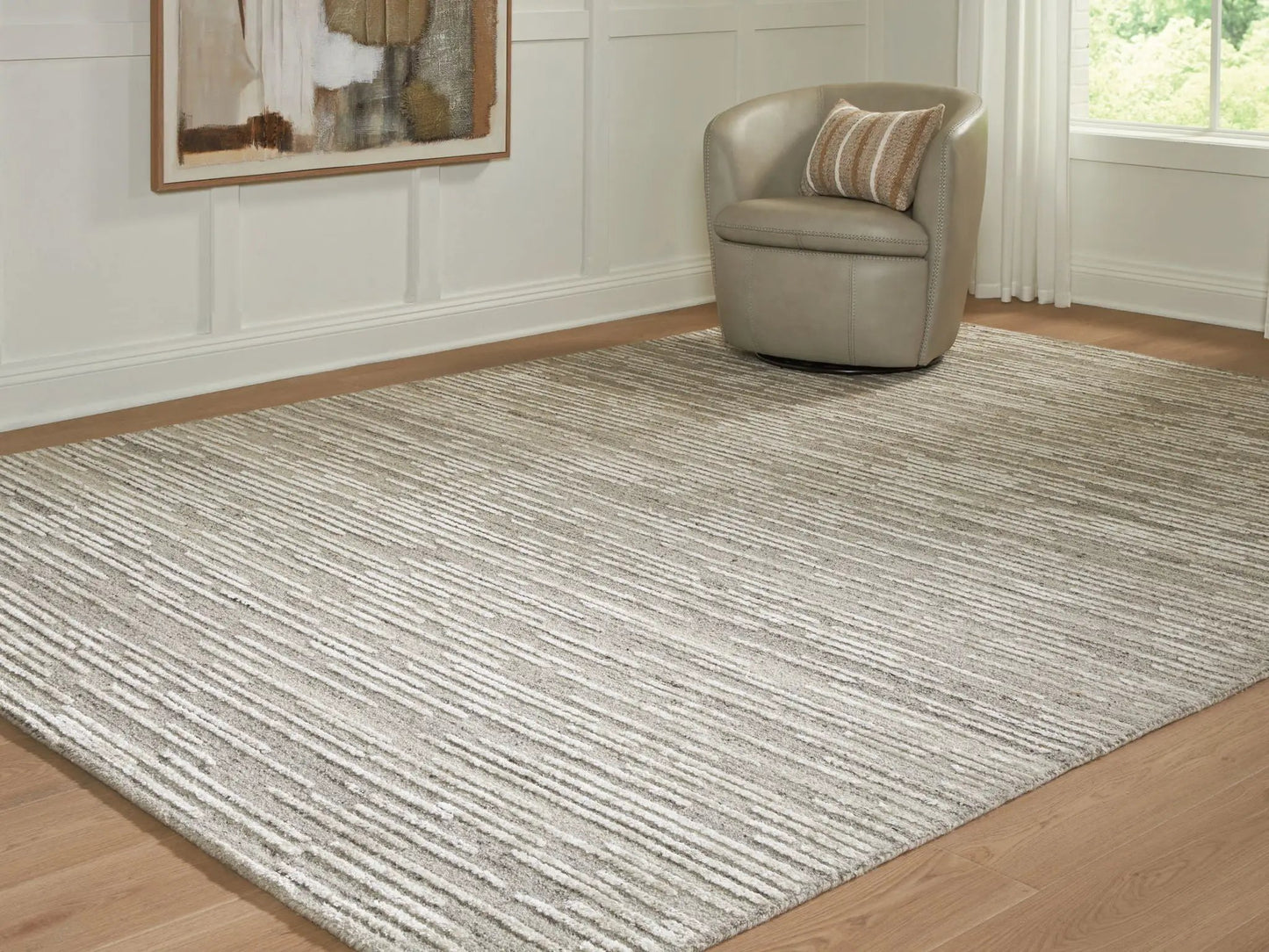 Eljory Gray Abstract Stripe Rug for Living Rooms