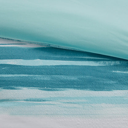 8 Piece Aqua Seersucker Comforter and Quilt Set
