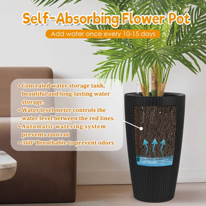 Tall Planters Set with Water Level Monitor