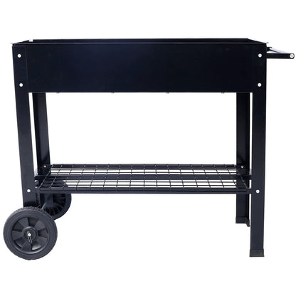 Elevated mobile planter bed in powder-coated black steel with wheels by Unique Piece Furniture on Tampa Home & Garden Store