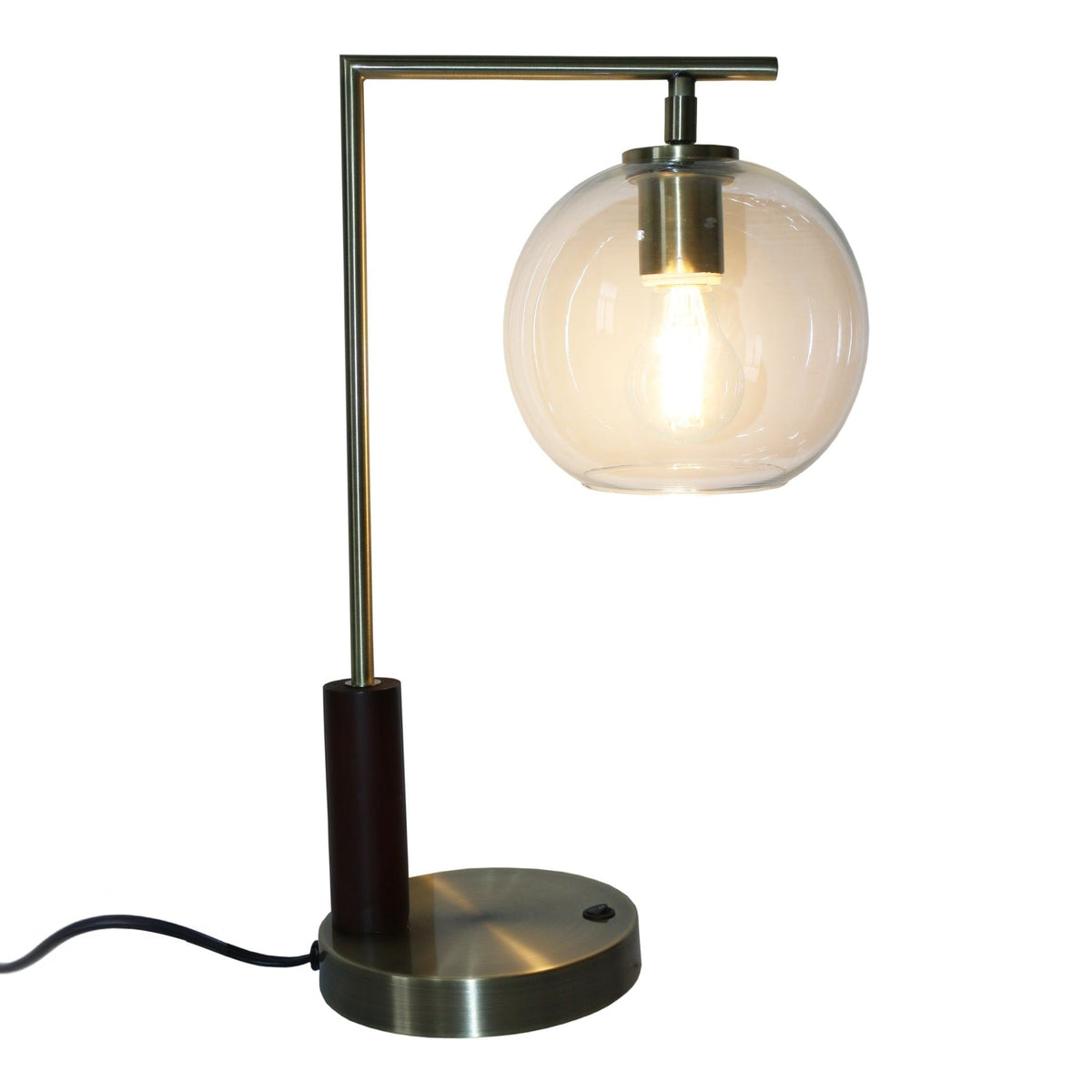 Villa Desk Lamp Gold by HouseOfZazla with clear glass globe and brass finish on Tampa Home & Garden Store