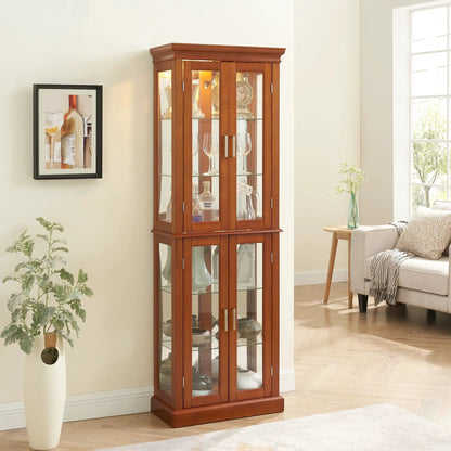 Lighted Curio Cabinet with Tempered Glass Shelves