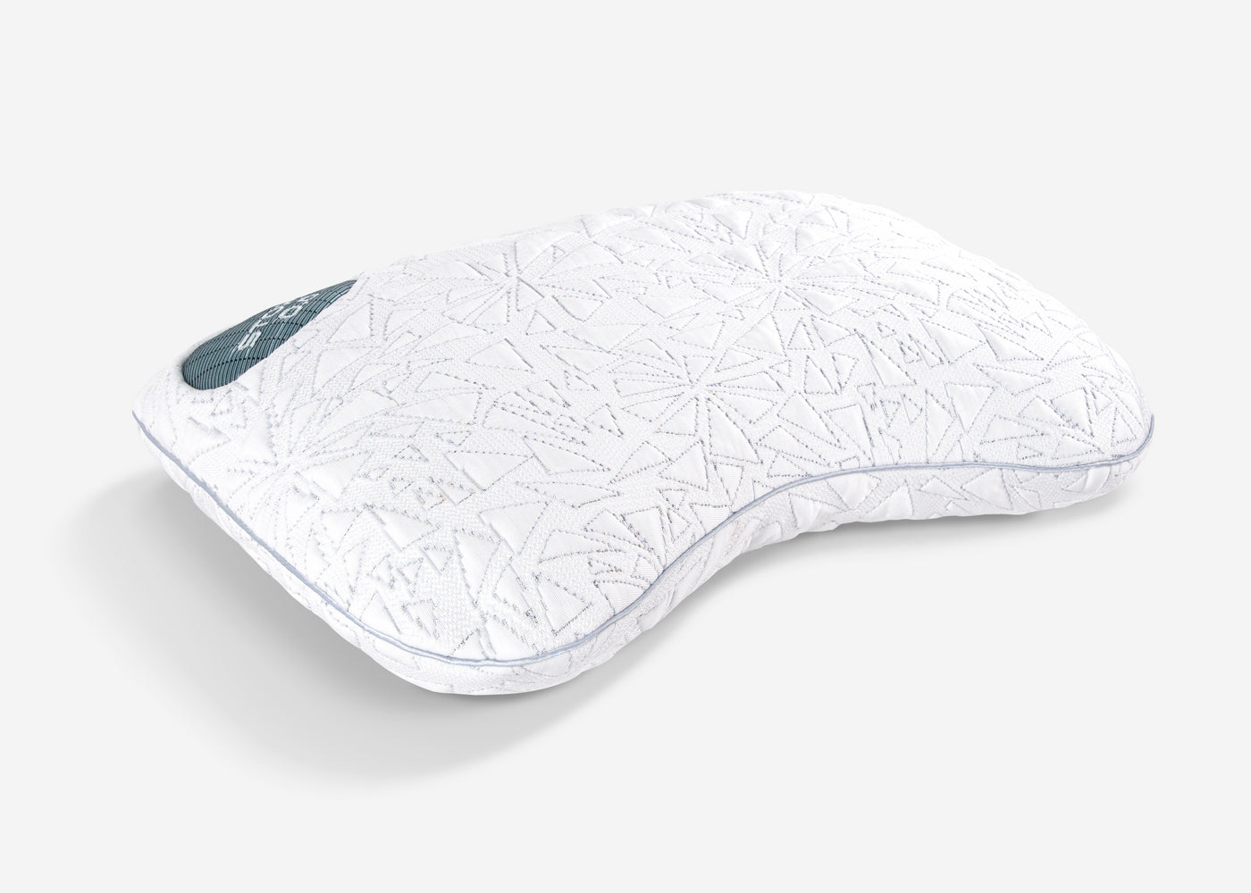 BedGear Storm Cuddle Curve Pillow white quilted backrest pillow with teal HouseOfZazla label on Tampa Home & Garden Store