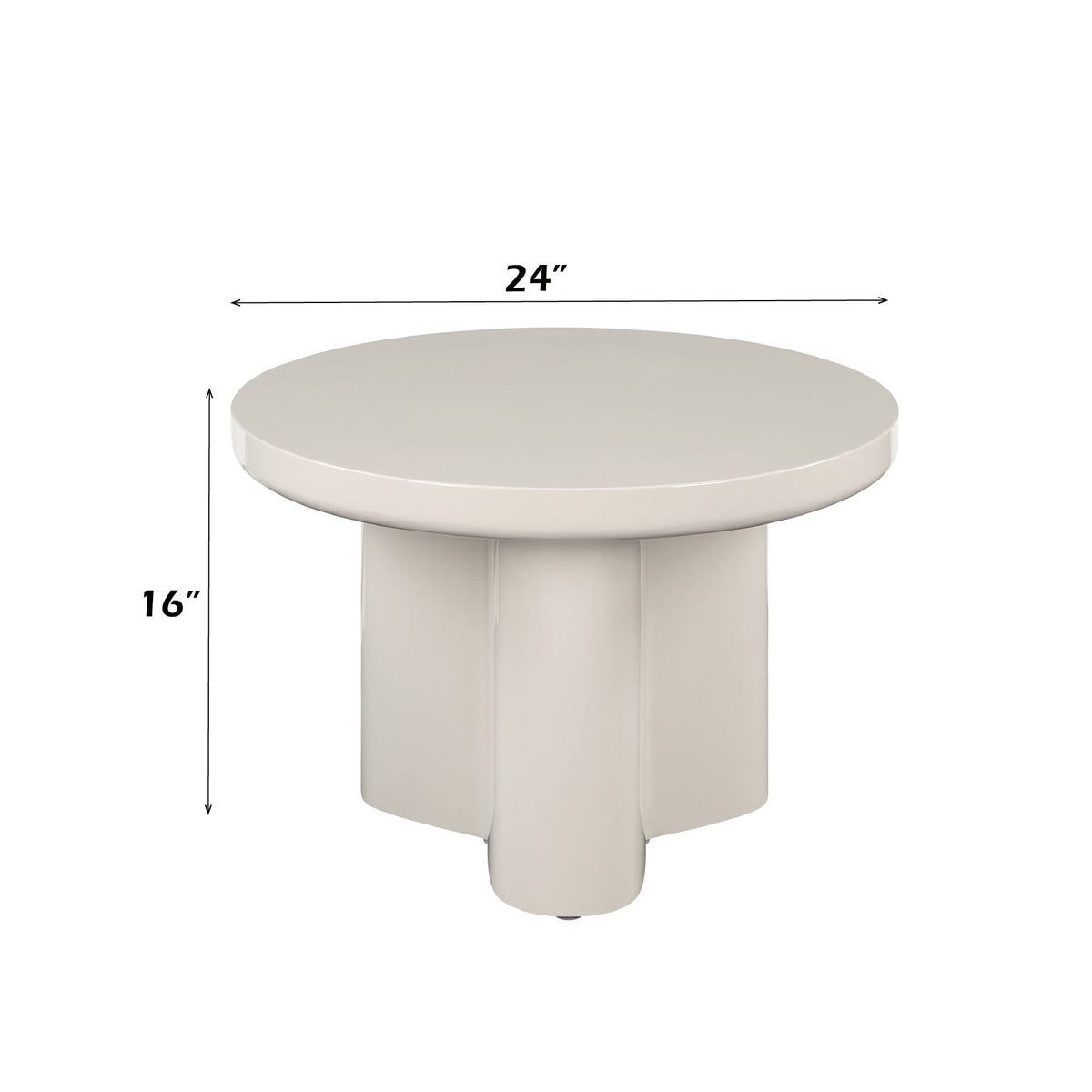 Light gray end table Joane with high-gloss finish, 24in dia, by HouseOfZazla on Tampa Home & Garden Store