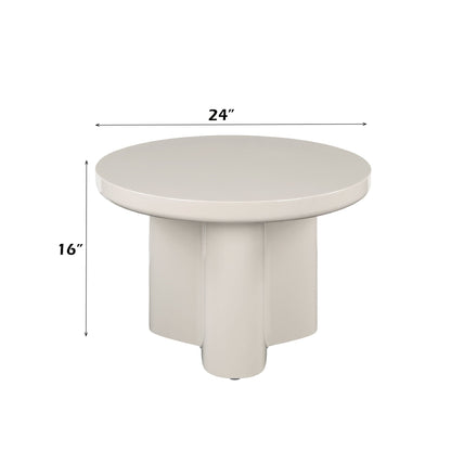 Light gray end table Joane with high-gloss finish, 24in dia, by HouseOfZazla on Tampa Home & Garden Store