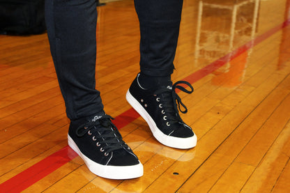 Fear0 NJ Black/White skateboard sneakers, black canvas upper, white sole, lace-up, 2 on Tampa Home & Garden Store