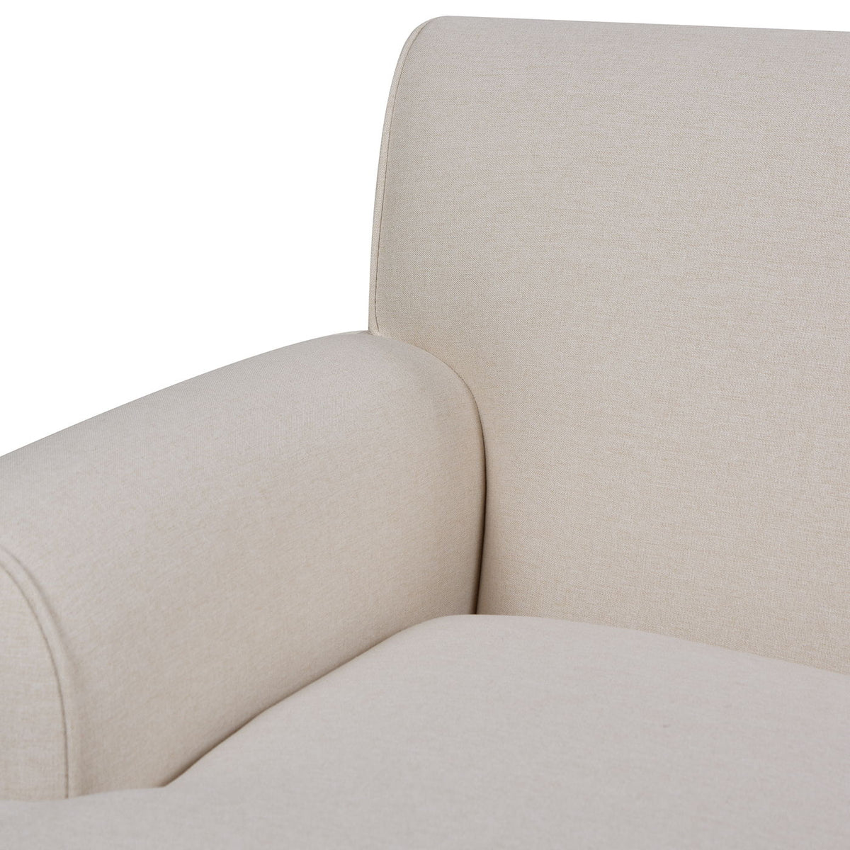 Accent Arm Chair beige fabric upholstery with rounded arm and subtle texture close-up on Tampa Home & Garden Store