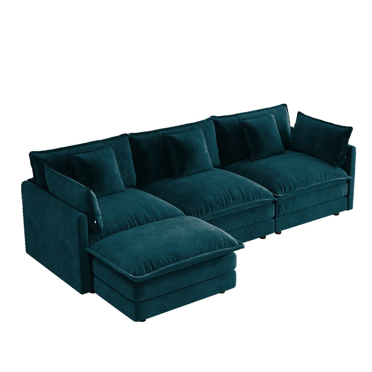 Oversize Chenille Fabric Sofa and Ottoman