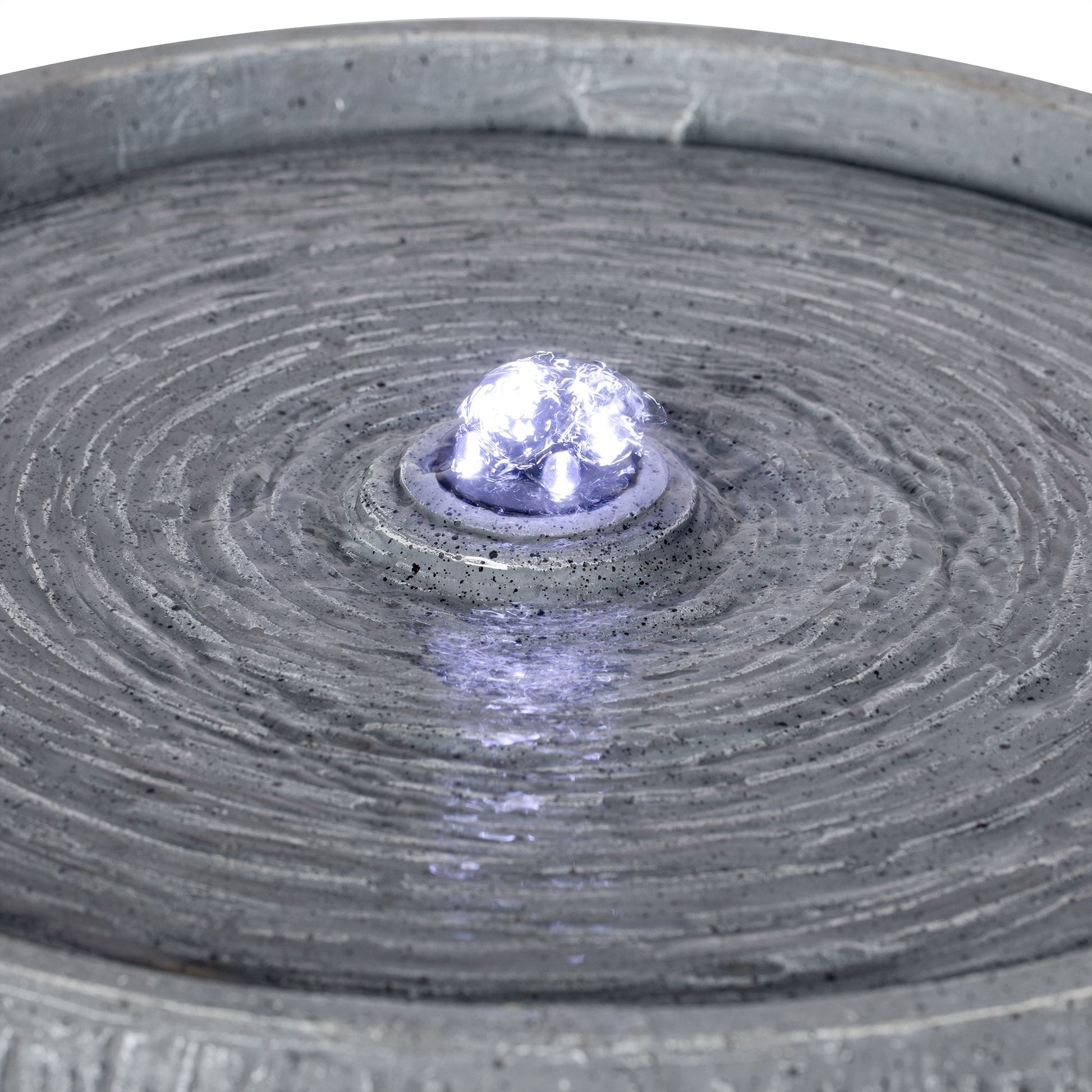 12.99-inch gray polyresin outdoor water fountain with LED light on Tampa Home & Garden Store