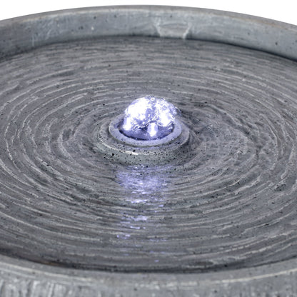 12.99-inch gray polyresin outdoor water fountain with LED light on Tampa Home & Garden Store