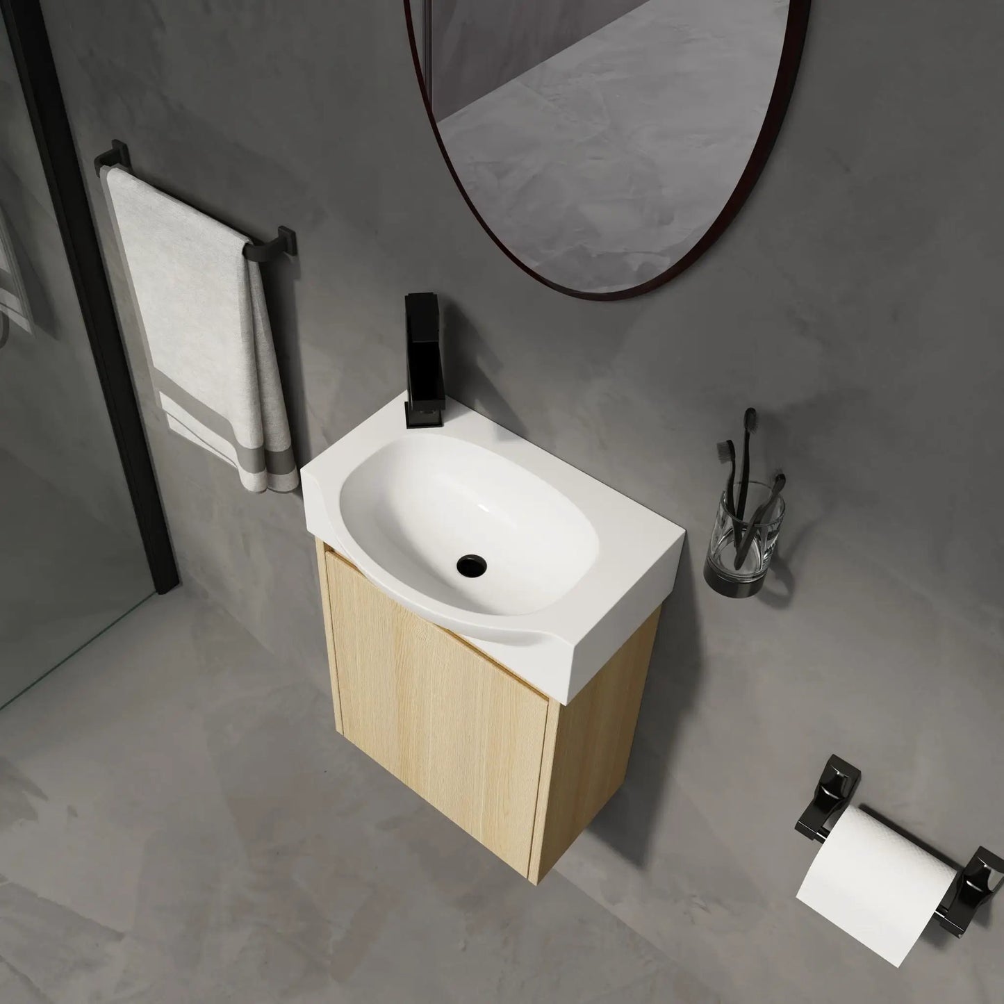 Modern Bathroom Vanity with Ceramic Basin Sink