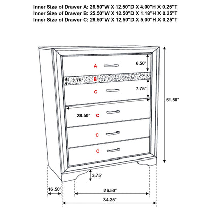 Corbin Glittering Bedroom Set 4-Piece by HouseOfZazla dresser with A B C drawer labels on Tampa Home & Garden Store