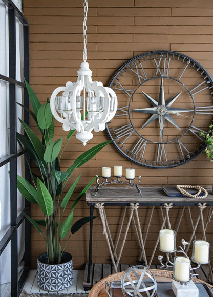 Farmhouse Chandelier With 6 Light Wood Pendant