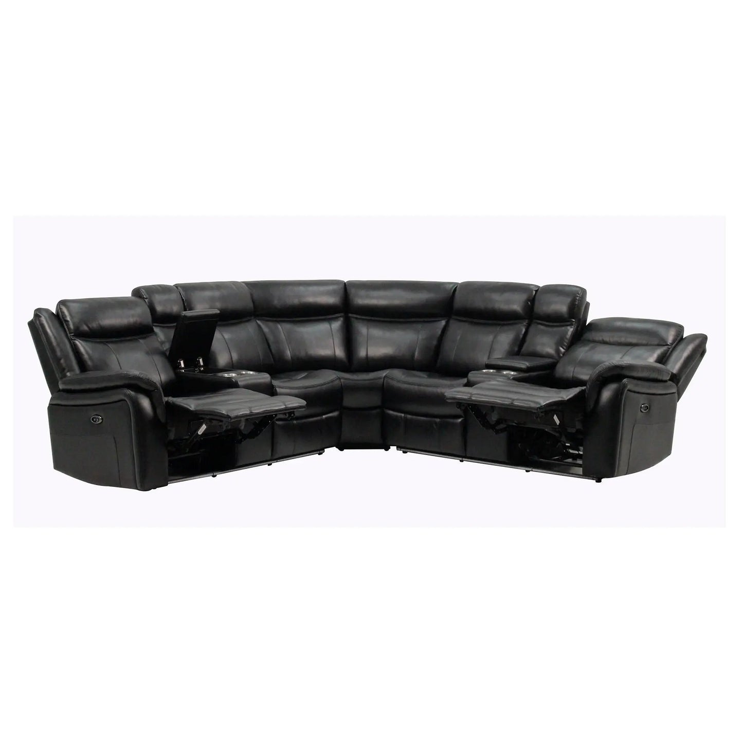 Jupiter Leather Sectional Black With Led Lighting