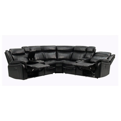 Jupiter Leather Sectional Black With Led Lighting