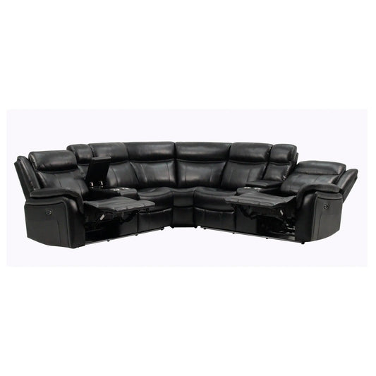 Jupiter Leather Sectional black leather reclining by Unique Piece Furniture on Tampa Home & Garden Store