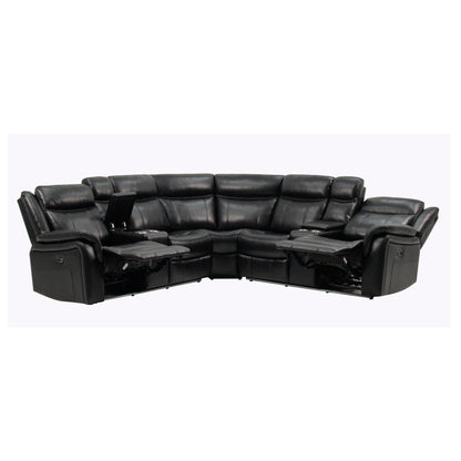 Jupiter leather reclining sectional in black with chaise lounges by HouseOfZazla on Tampa Home & Garden Store