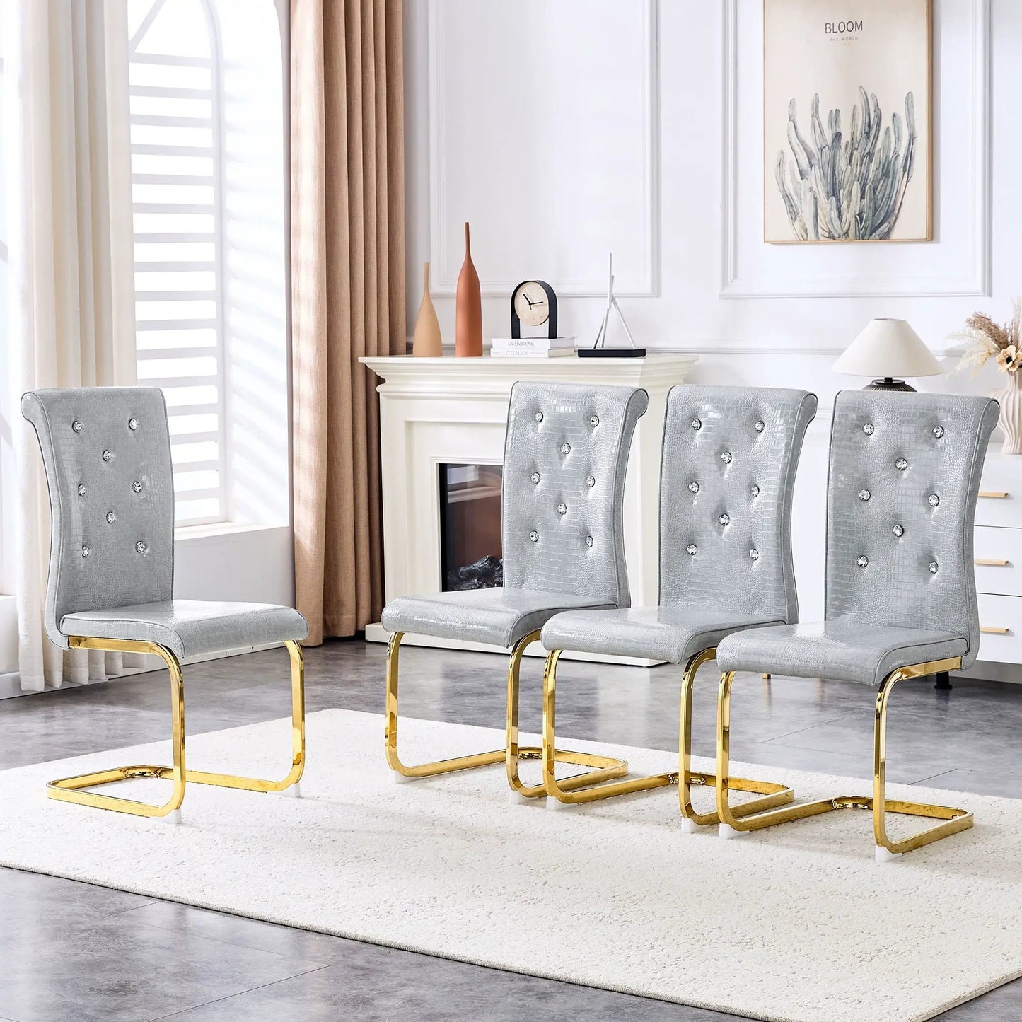 Elegant Faux Alligator Upholstered Dining Chairs