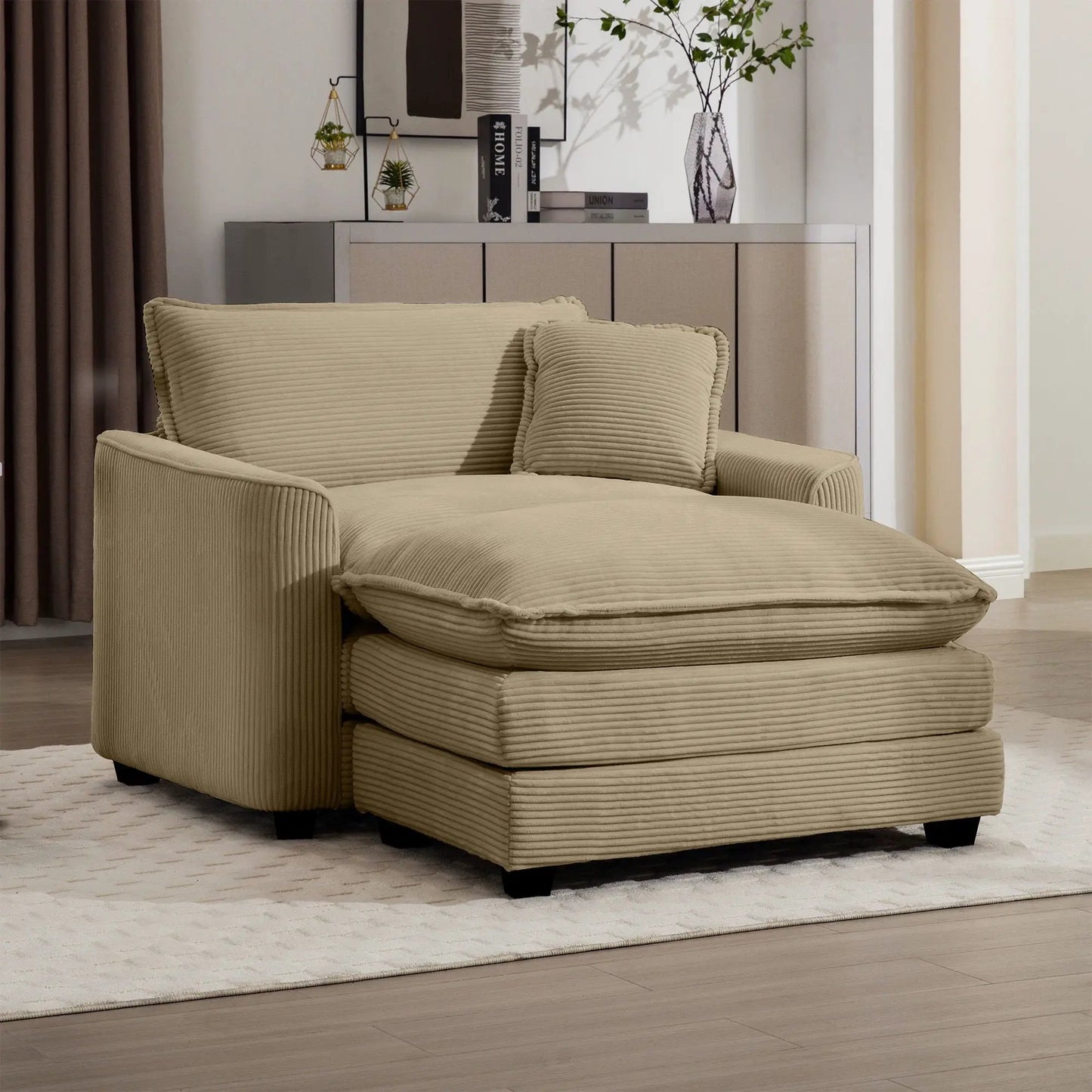 Classic Modern Comfortable Chair With Footstool