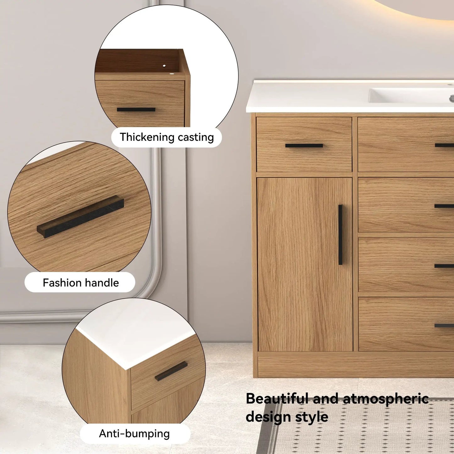 Bathroom Vanity with Ample Storage and Soft Doors