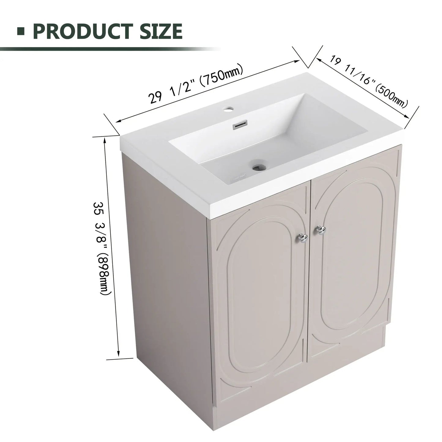 Contemporary freestanding bathroom vanity with resin sink and soft-close cabinet doors, gray on Tampa Home & Garden Store