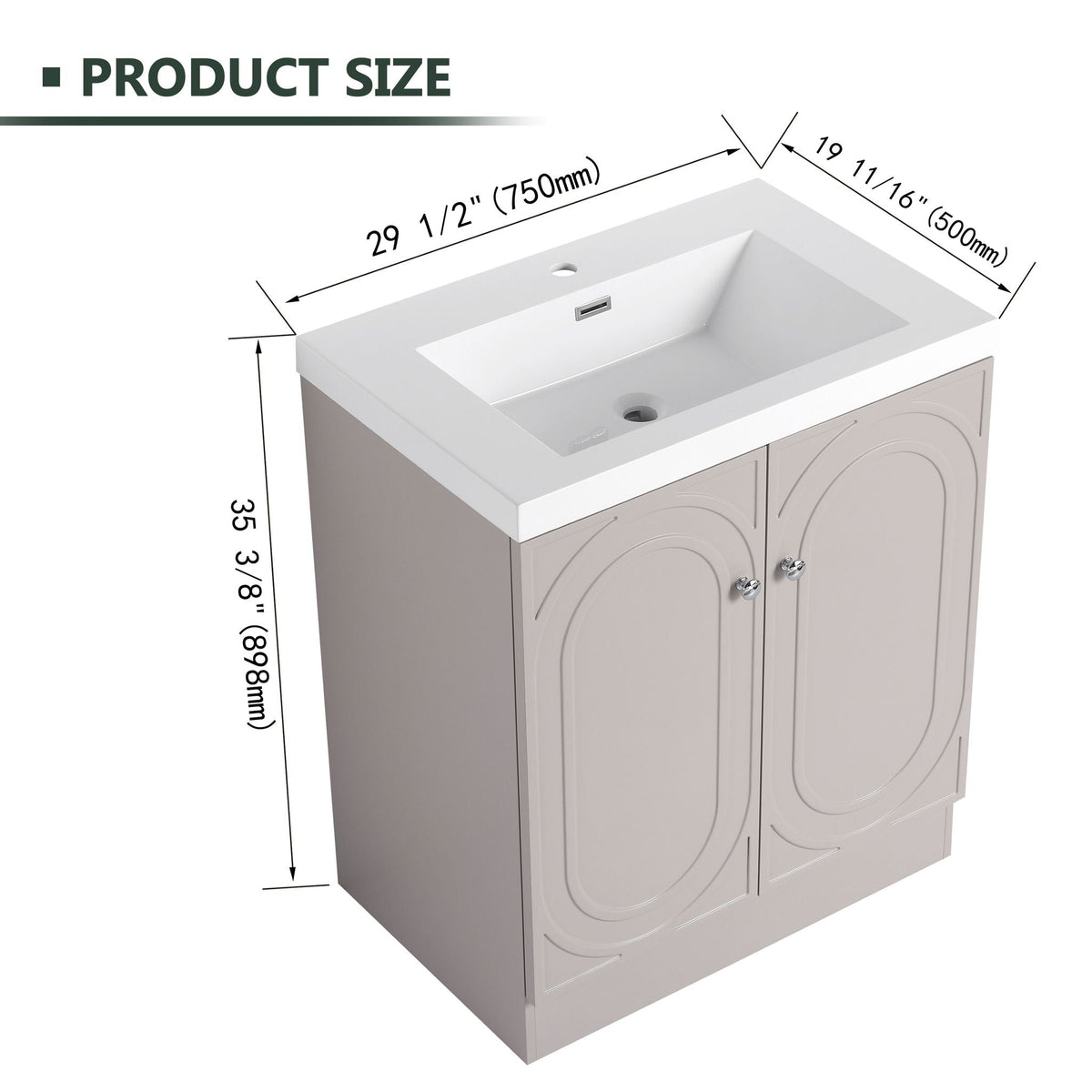 Freestanding bath vanity with resin sink and door by HouseOfZazla white top gray cabinet on Tampa Home & Garden Store