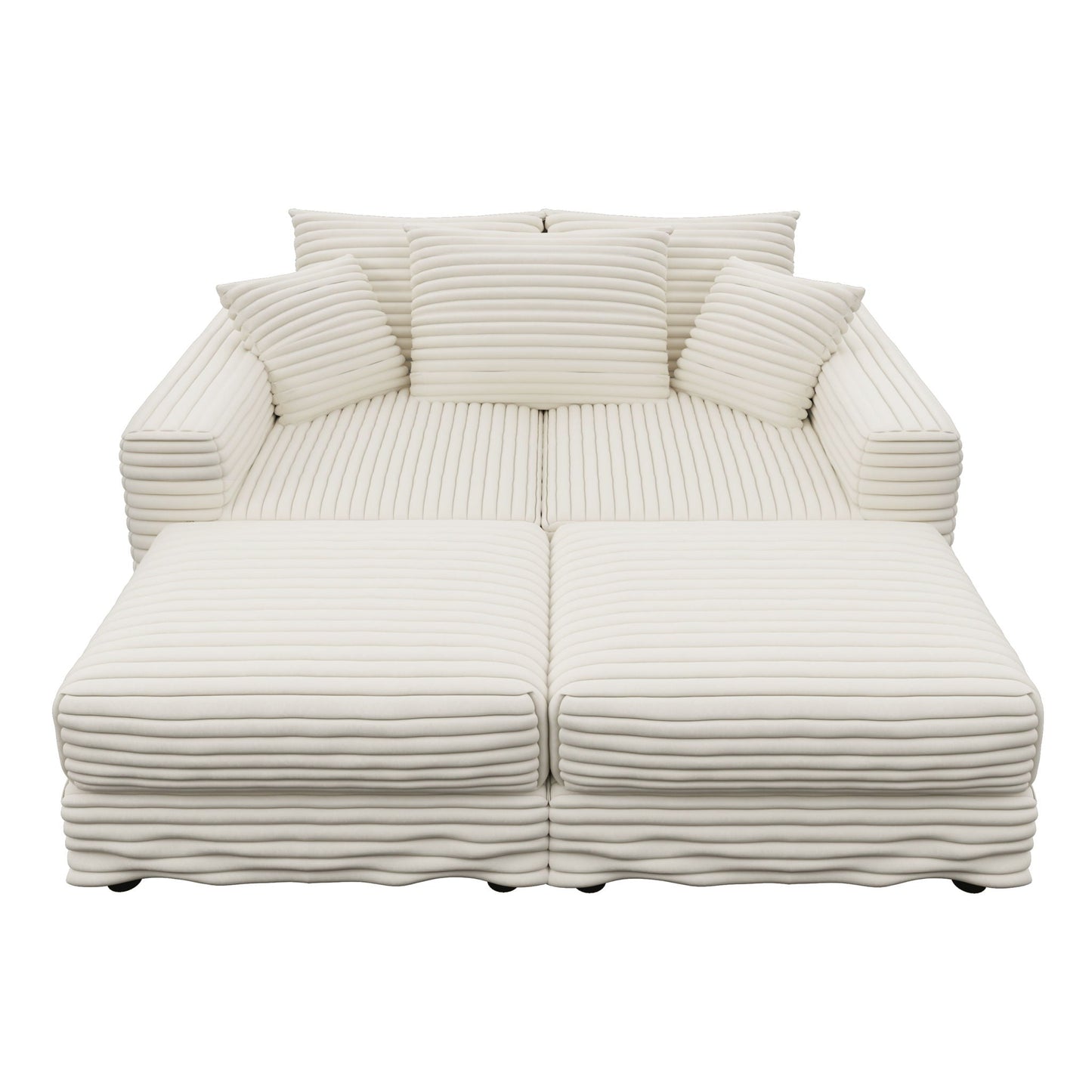 Deep Seat Sofa Bed With Ottoman and Soft Pillows