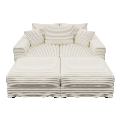 Deep Seat Sofa Bed With Ottoman and Soft Pillows