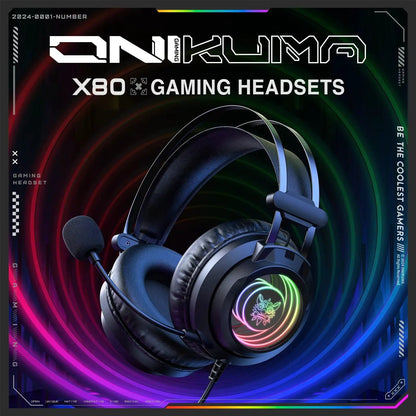 X80 Gaming Headset by FLIPSTYLEZLLC with RGB-lit over-ear cups and wired mic on Tampa Home & Garden Store