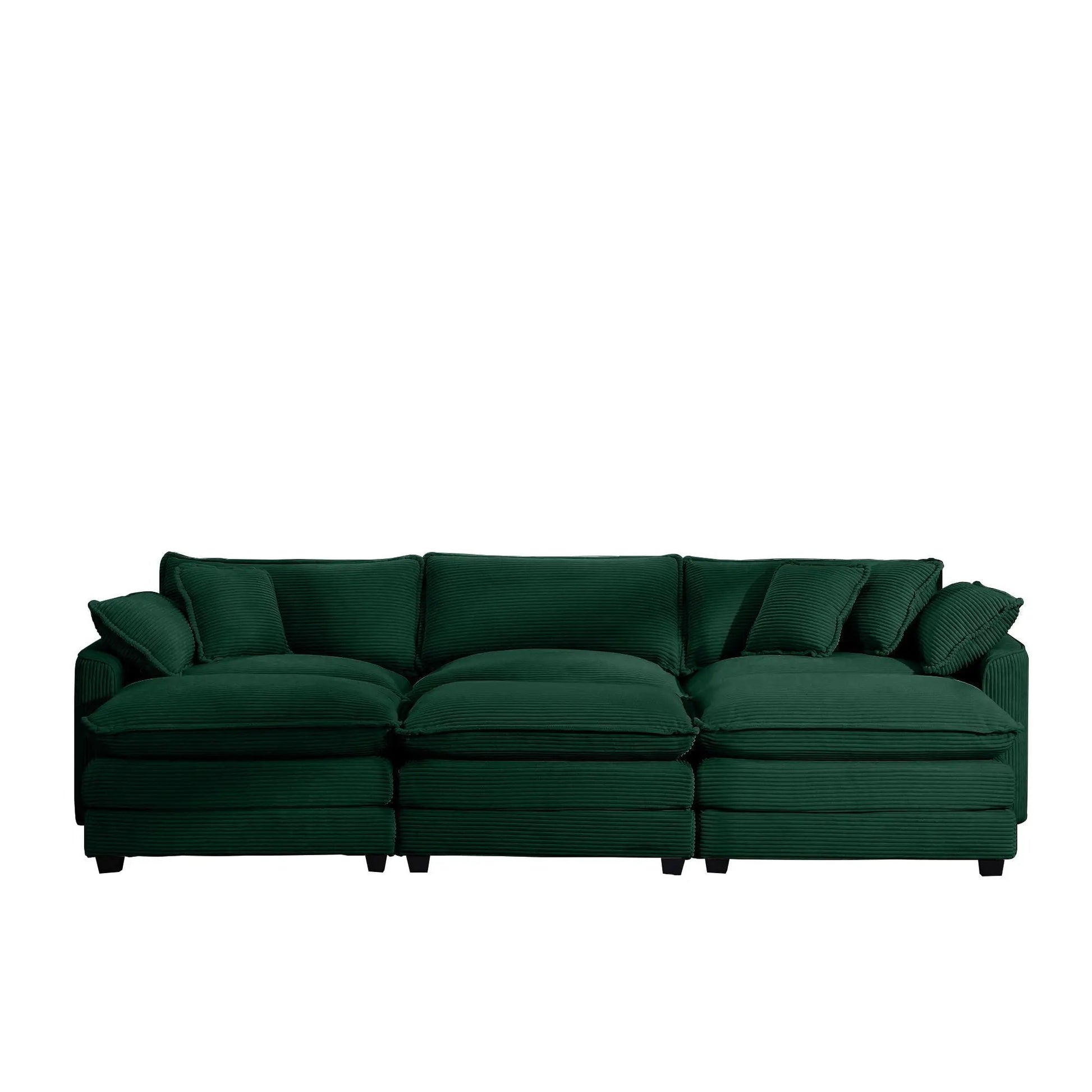 Modular cushion sofa in green with deep seating and low back, 3-piece living room set on Tampa Home & Garden Store