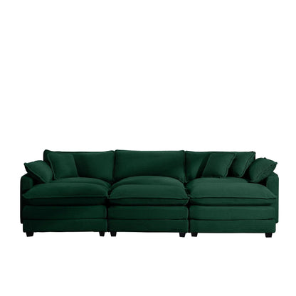 Modular cushion sofa in green with deep seating and low back, 3-piece living room set on Tampa Home & Garden Store