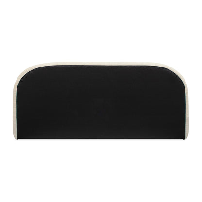 Archie Puffy Grounded Upholstered Platform Bed Oatmeal Light black panel with beige piping on Tampa Home & Garden Store