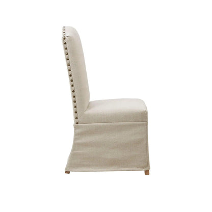 Beige dining chair with fabric skirts and nailhead trim, set of 2, from Unique Piece Furniture on Tampa Home & Garden Store
