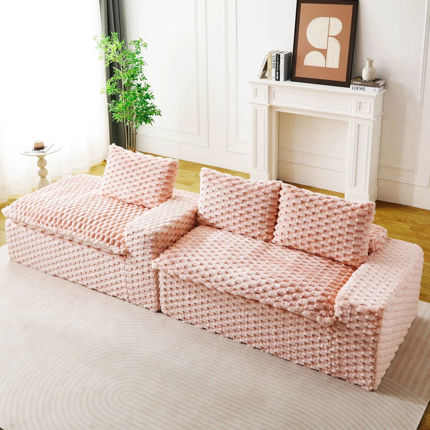 Modular Sofa, Convertible Twin Seat with Chaise