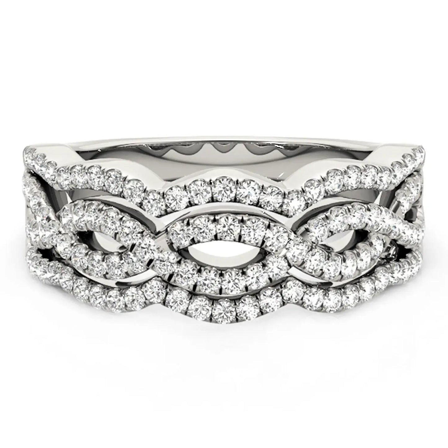 Diamond studded ring with four curved pavé rows in 14k white gold, 5/8 cttw, by Bids.com on Tampa Home & Garden Store
