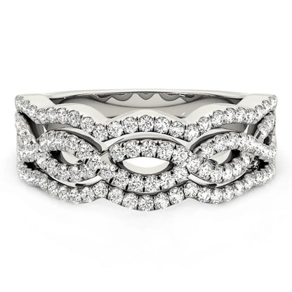 Diamond studded ring with four curved pavé rows in 14k white gold, 5/8 cttw, by Bids.com on Tampa Home & Garden Store