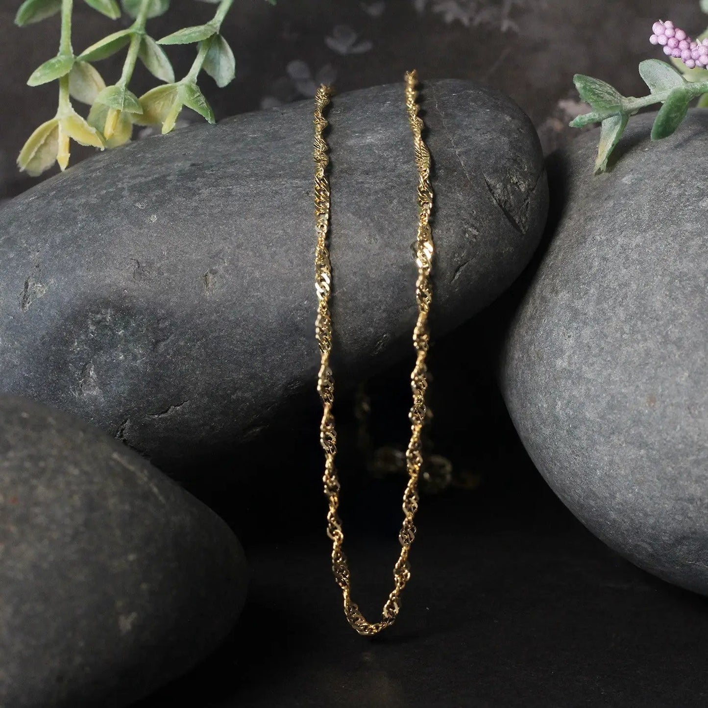 Two 2.1mm 14k yellow gold Singapore chain necklaces by Bids.com on Tampa Home & Garden Store