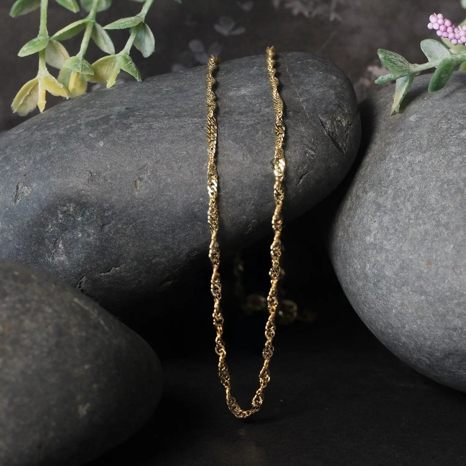 Two 2.1mm 14k yellow gold Singapore chain necklaces by Bids.com on Tampa Home & Garden Store