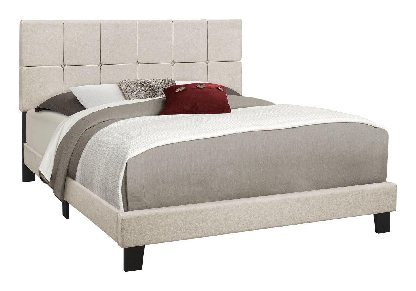 Queen Size Upholstered Bed and Tufted Headboard