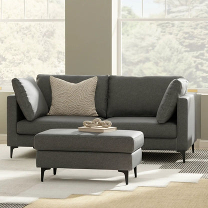 Ava Mid Century Sofa with Ottoman Set in Fabric