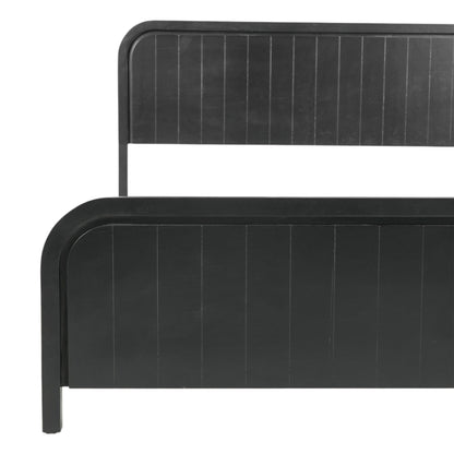 King Bed Frame with Headboard black metal frame with vertical slat headboard on Tampa Home & Garden Store