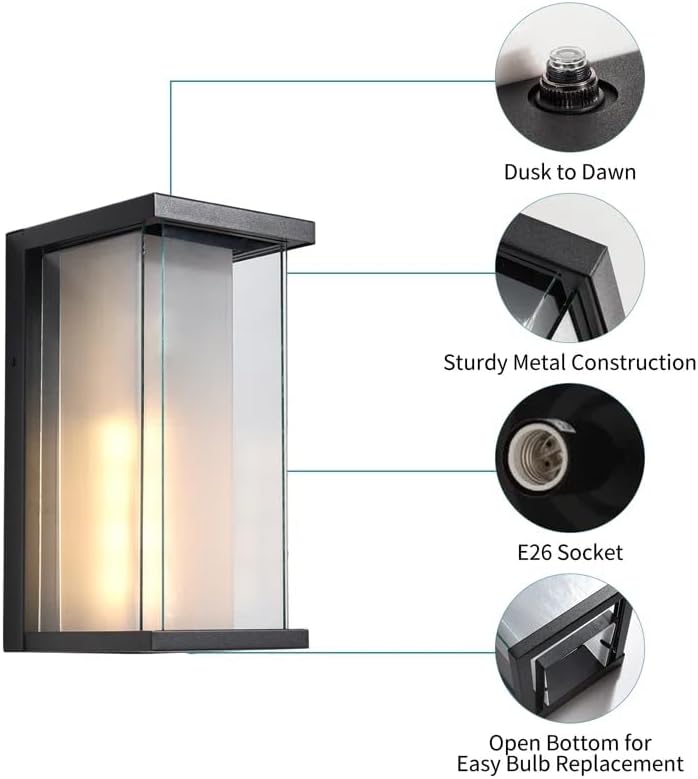 Tempered Glass and Dusk to Dawn Outdoor Sconce