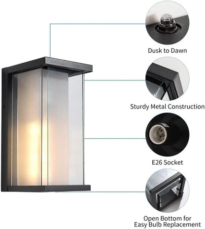 Tempered Glass and Dusk to Dawn Outdoor Sconce