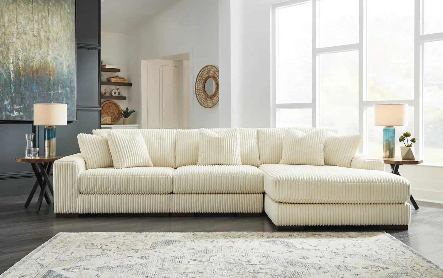 Lindyn Sectional Sofa with Cord Upholstery