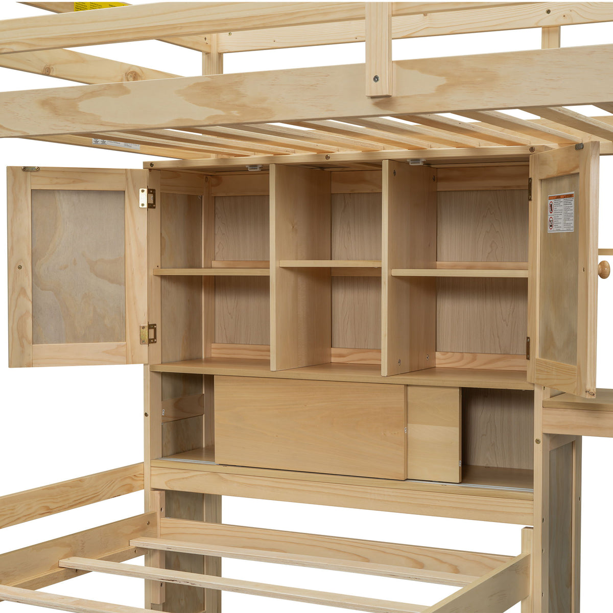 Loft Bed With Built In Desk And Staircase by HouseOfZazla, natural pine wood finish on Tampa Home & Garden Store