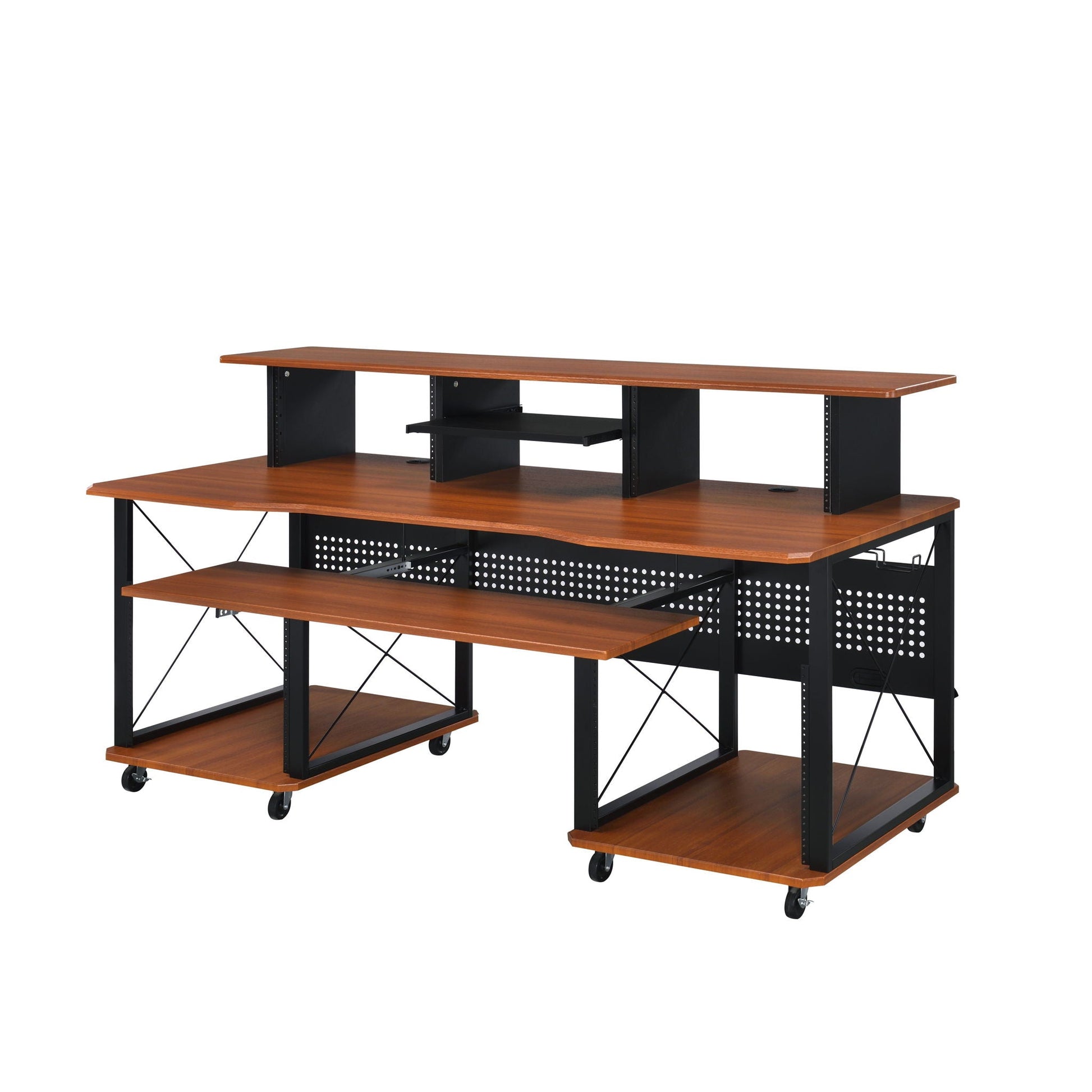 Megara Music Desk with Multiple Storage wood black metal frame HouseOfZazla power station on Tampa Home & Garden Store