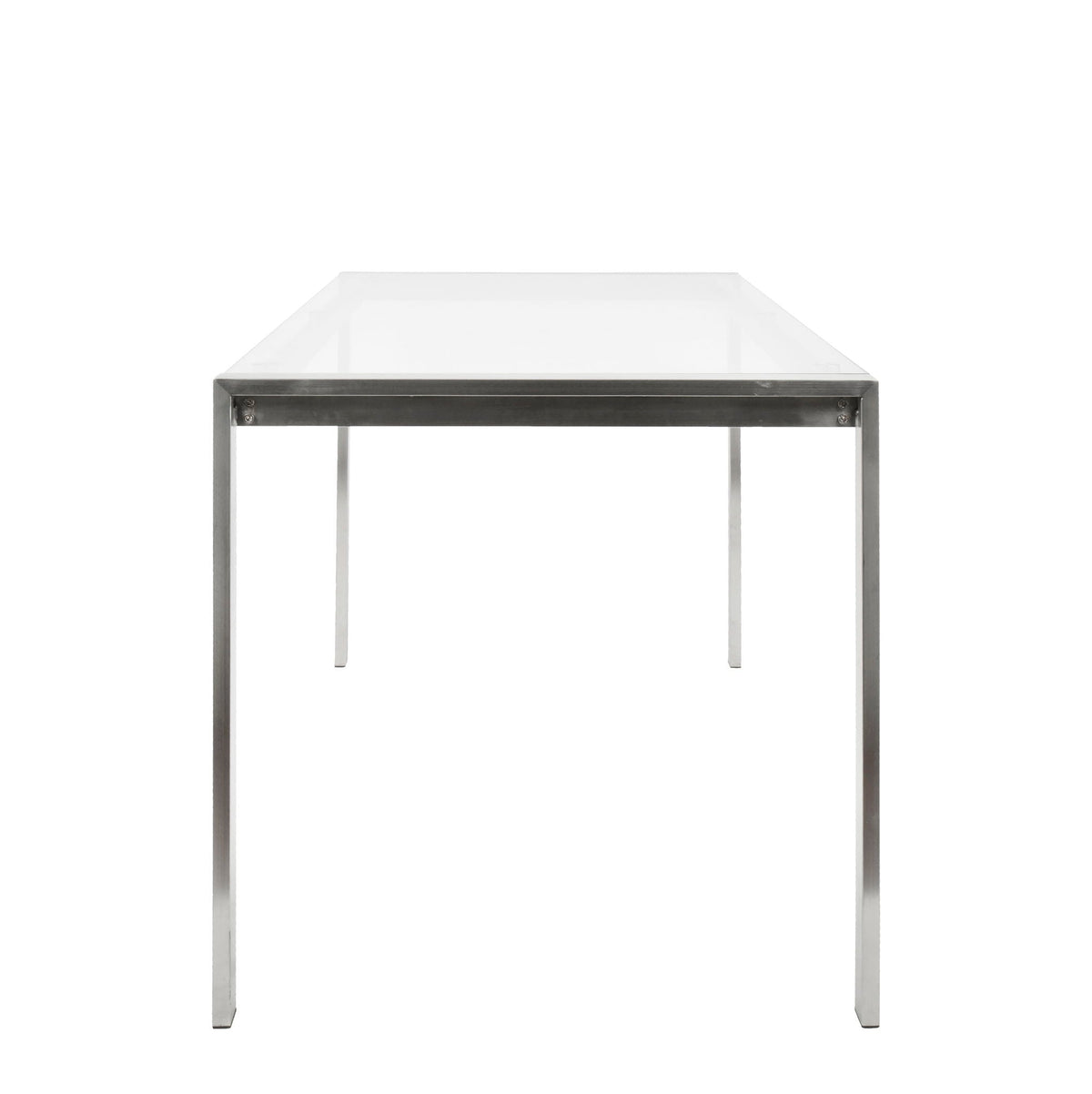 Fuji Modern Dining Table with Glass Top metal frame silver finish on Tampa Home & Garden Store